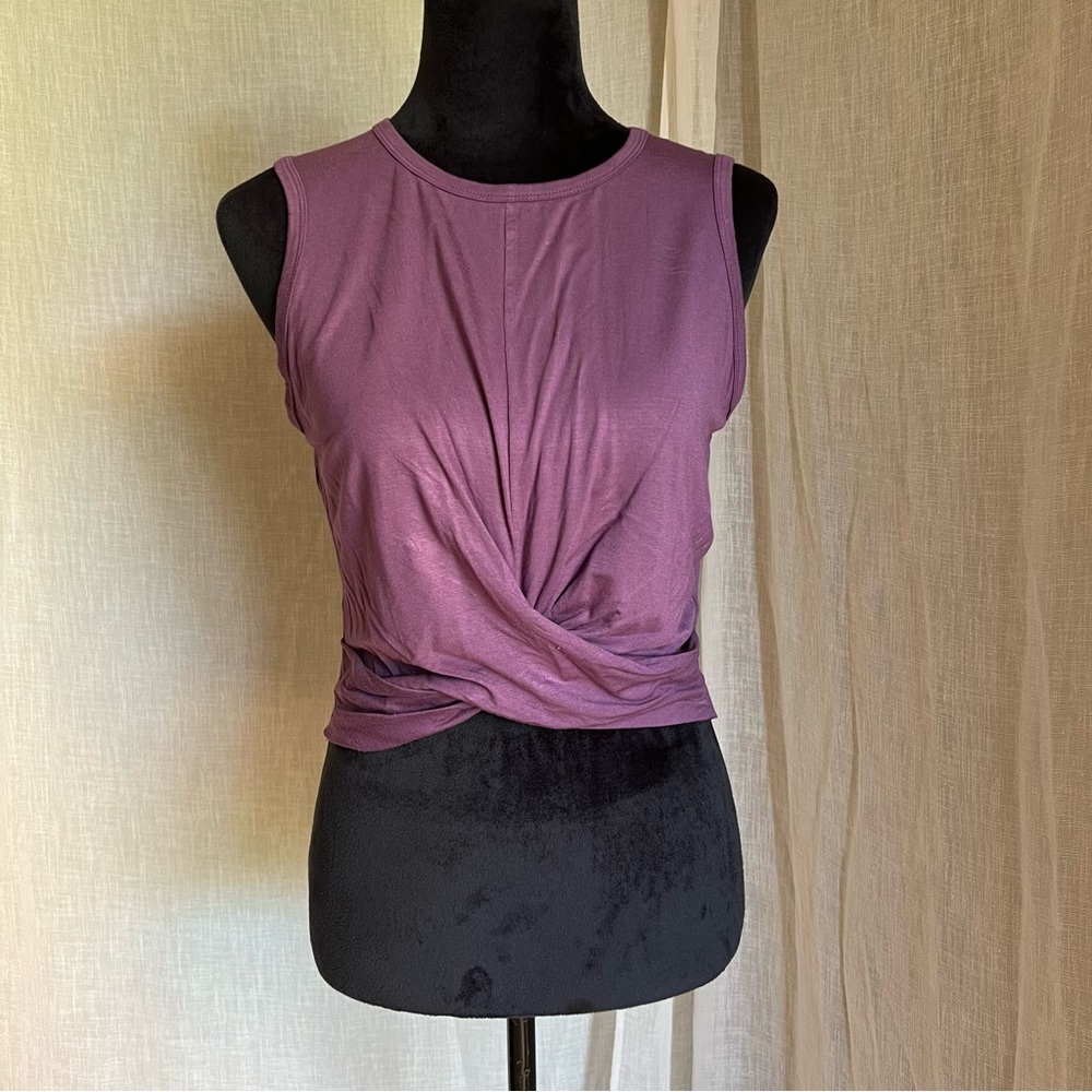 Purple Fitness Faux Wrap Tank Top.